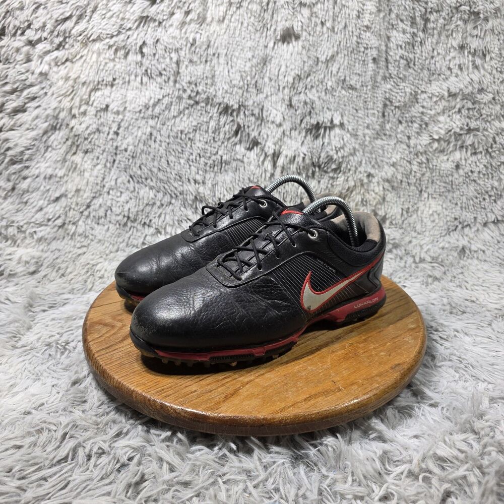 Rare Nike Leather Golf Cleats Lucas Glover PE Sample Mens 8.5W Black 418472-004